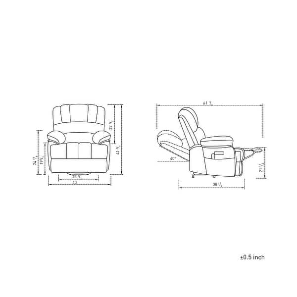 23"W and High Back Power Lift Recliner Chair with Massage & Heating